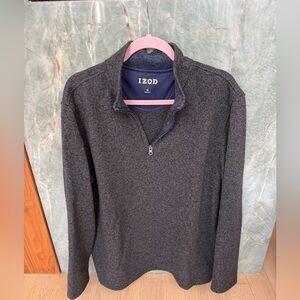 Izod Men's Quarter Zip Gray Pullover XL